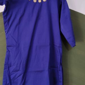 Royal Blue Cotton Silk Kurtha