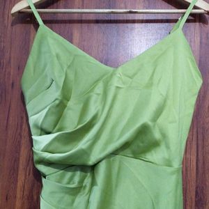 Lemon Green Solid Western Dress For Women