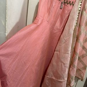 Splendid Peachish Pink Kurta With Dupatta