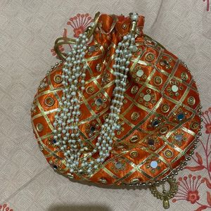 Partywear Bag With Golden Stones