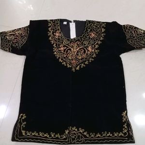 Embroidery Black Top For Kids