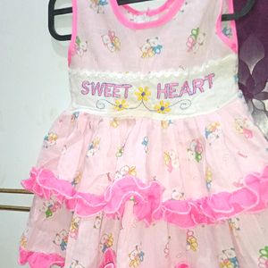 Baby Pink Colour Cotton Frock