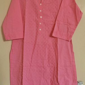 Peach/Coral Embroidered Kurta