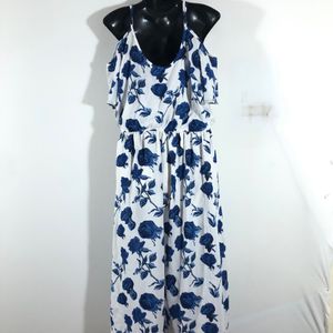 White&Blue Printed Dress(Women’s)