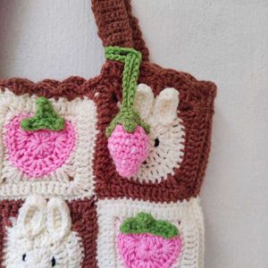 Crochet Miffy-Strawberry 🍓 Tote Bag