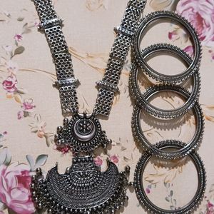 Oxidised Jwellery With Bangle Set