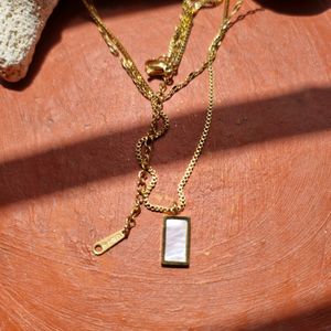 MOP Framed Double Layer Necklace