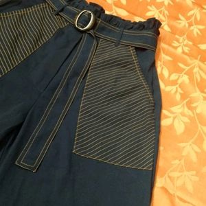 Blue Panelled Trouser Pant