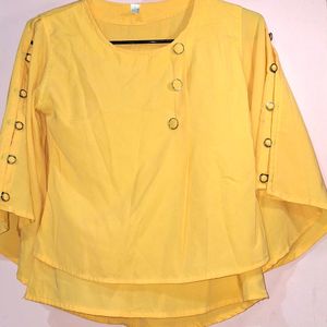 Casual Full Sleeves Yellow Top