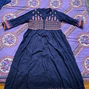 Purple/voilet Cotton Anarkali Type Kurta