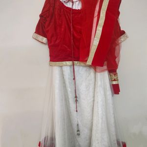 Beautiful Red And White Lehanga Choli