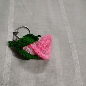 Crochet Rosebud keychain