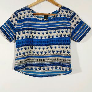 Navy Printed Casual Top (Women's)