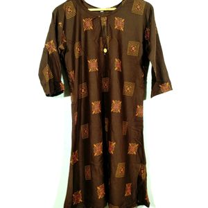 Coffee Brown Printed Kurti (Women)