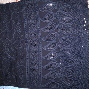 Black Embroidered Kurta For Women