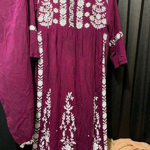 Purple Embroidery Kurta Set