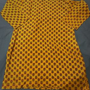 Yellow Printed Kurti