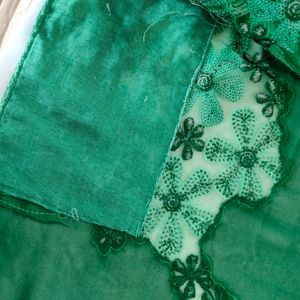 Bottle Green Floral Bordered Saree