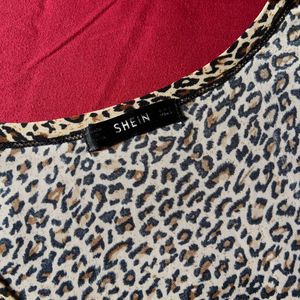 Shein Leopard Drawstring Top