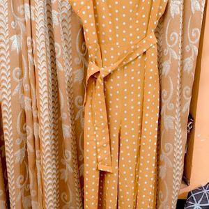 Shien Mustard Colour Back Designed Jumpsuit