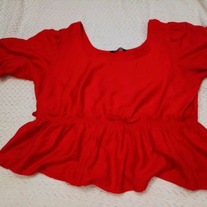 Red Peplum Top For Women