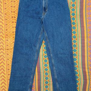 High Waist Straight Fit Blue Jeans