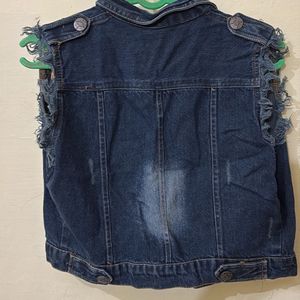 Denim Sleeveless Crop Jacket