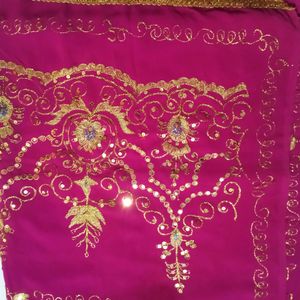 Hot Pink Hand Work Saree