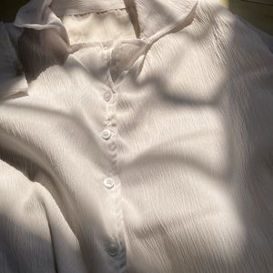 Women White Crop Shirt