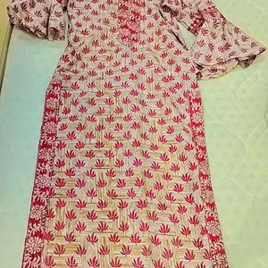 Straight Kurti With Bells Sleeves