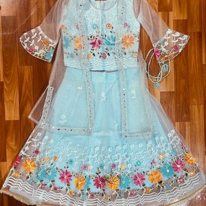 Sky-Blue Girls Lehenga