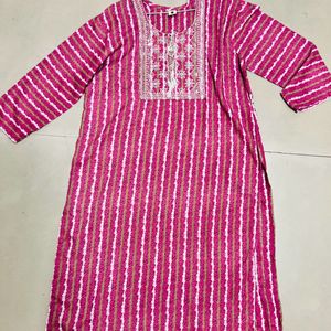 Pink Thread Work Kurti