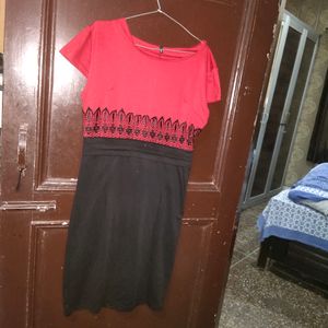 Women Party Wear Red Black Kitty Dress