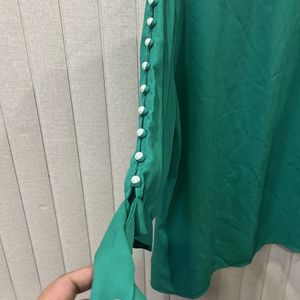 Pearl Studded Sleeves Green Top