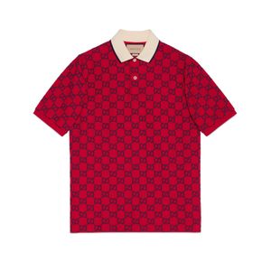 GUCCI Cotton Piquet Polo Shirt With GG RED