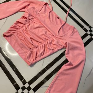 Baby Pink Color Crop Top