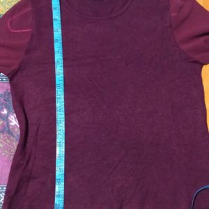 GIRL FULL SLEEVE ROUND NECK MAROON TOP