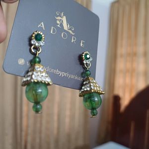 2 Green Beaded Earrings