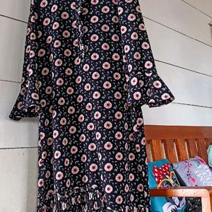 Women Black Flower Dress