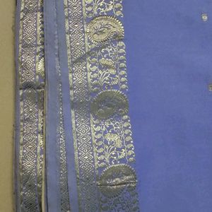 Lavender & Cream Pallu,  Pattu  Original Silk Sare