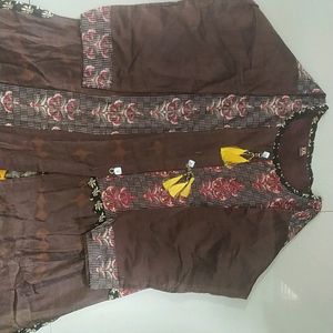 Brown Colour Frock Style Kurti