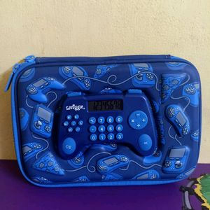 Smiggle Navy Gaming Hardtop Calculator Pencil Case