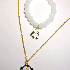 Nacklace Chain And Bracelet Combo Cute Panda