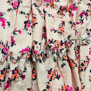 Pink Floral Printed Ethnic Long Skirt