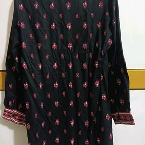 Black-Pink Printed Short Kurti