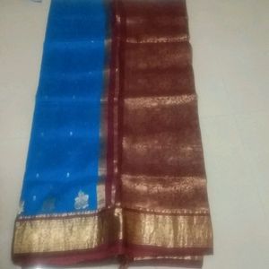 Blue Maroon Kanjivaram Silk Saree