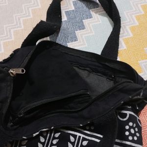 Black Printed Tote Bag