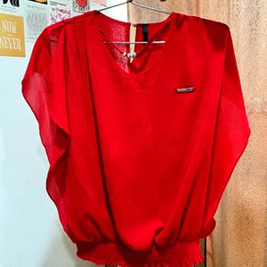 Red Casual/party Wear Ballon Top