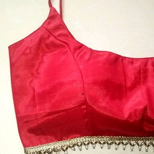 Spaghetti Padded Red Dropping Lace Blouse