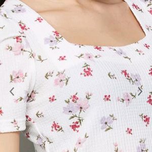 White Printed Floral Top Women